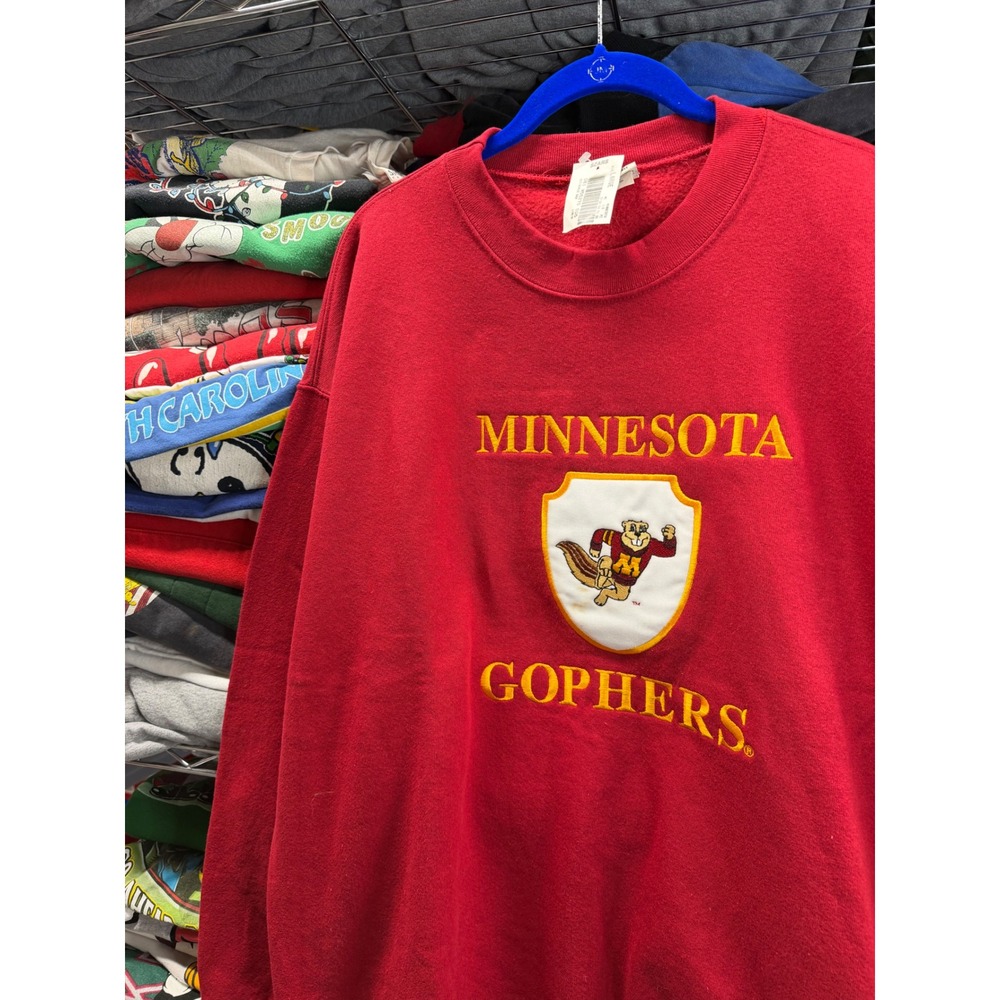 Vintage 90s Nutmeg Mills Minnesota Gophers Sweatshirt Red Embroidered Mens Large